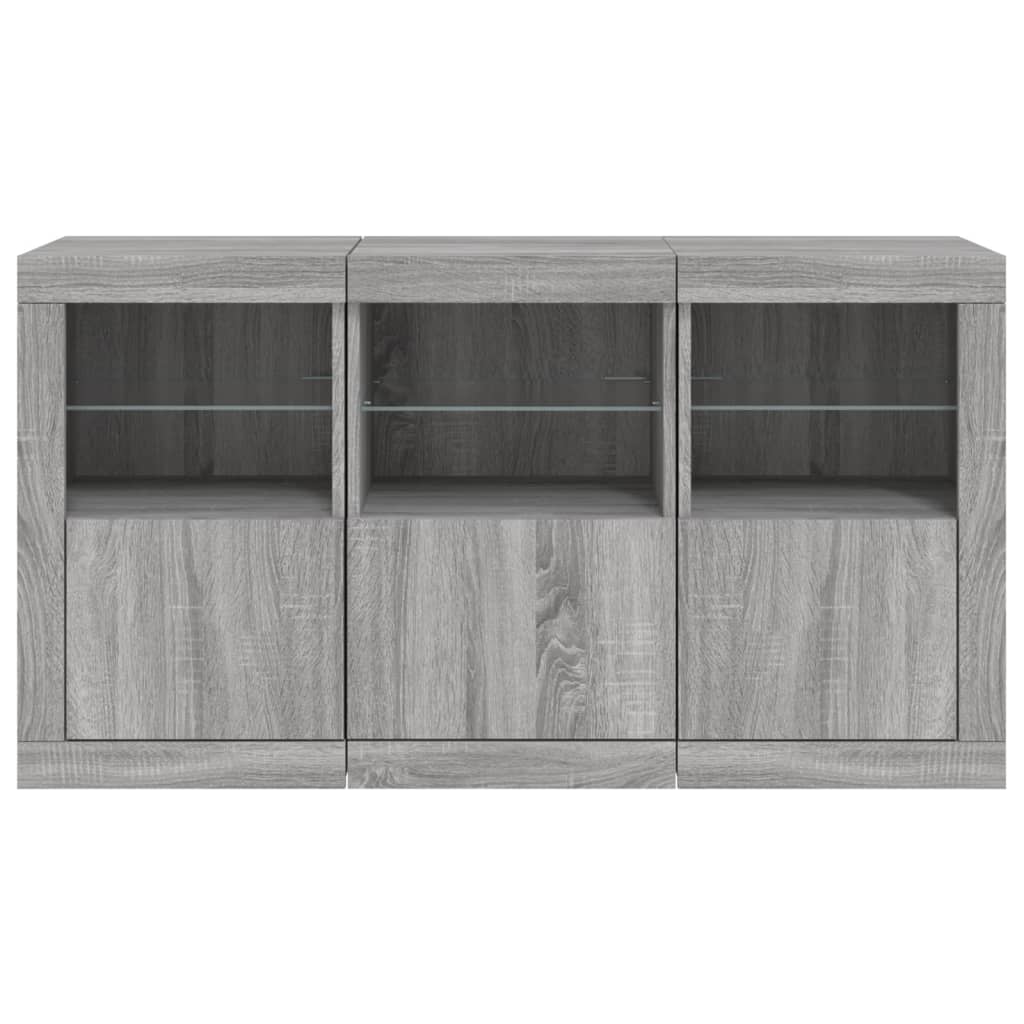 Skjenk Sonoma Grå med LED-lys 123x37x67 cm