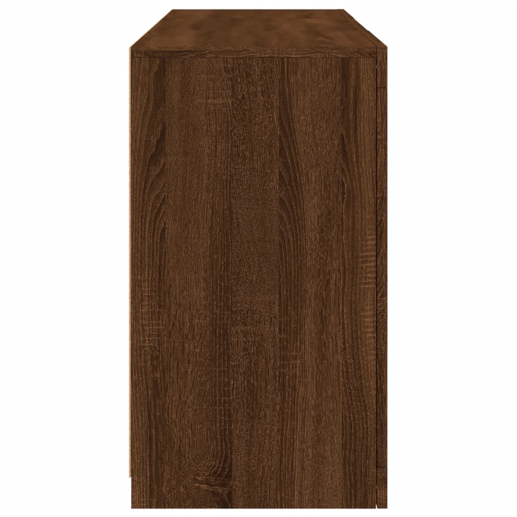 Skjenk Brun Eik med LED-lys 123x37x67 cm