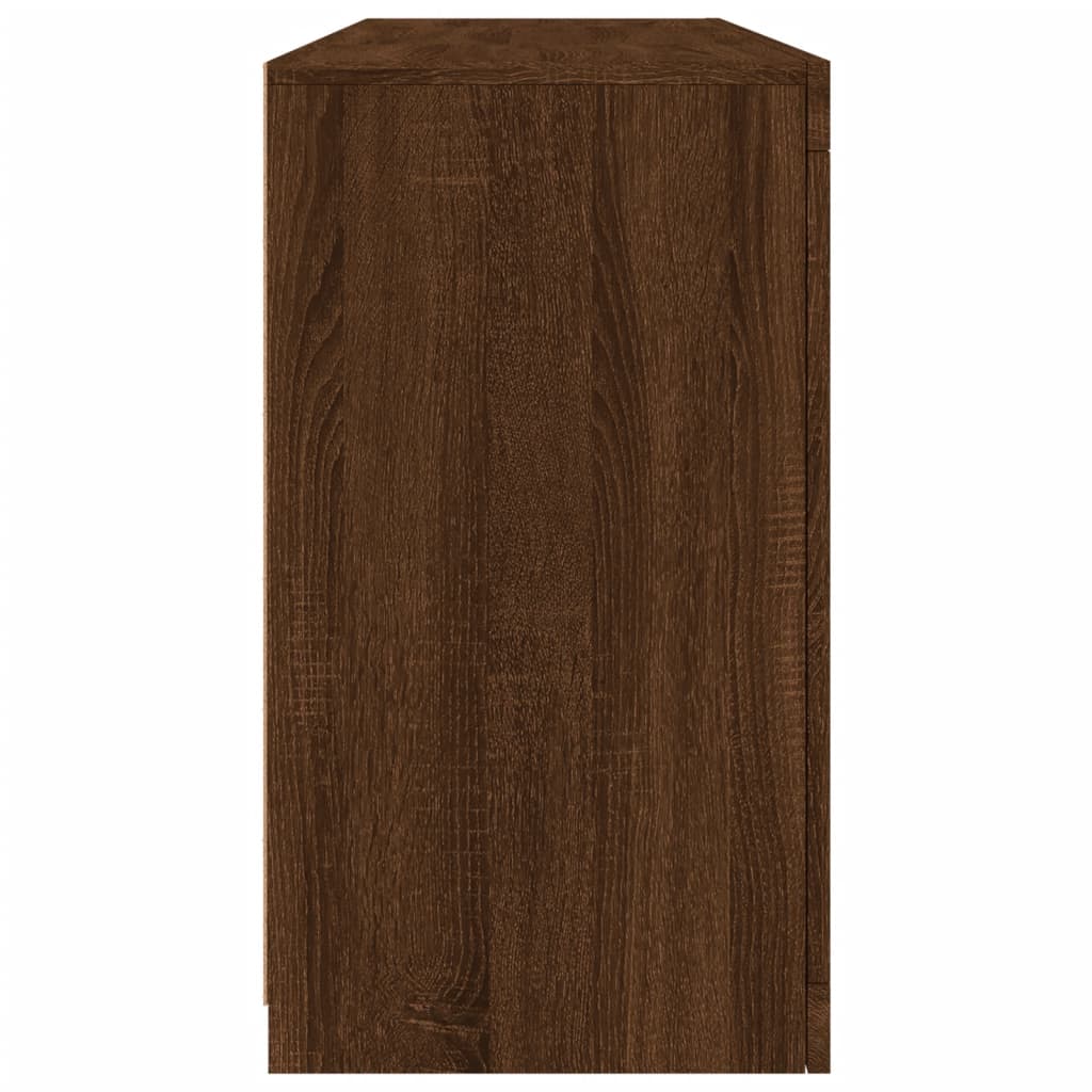 Skjenk Brun Eik med LED-lys 142,5x37x67 cm