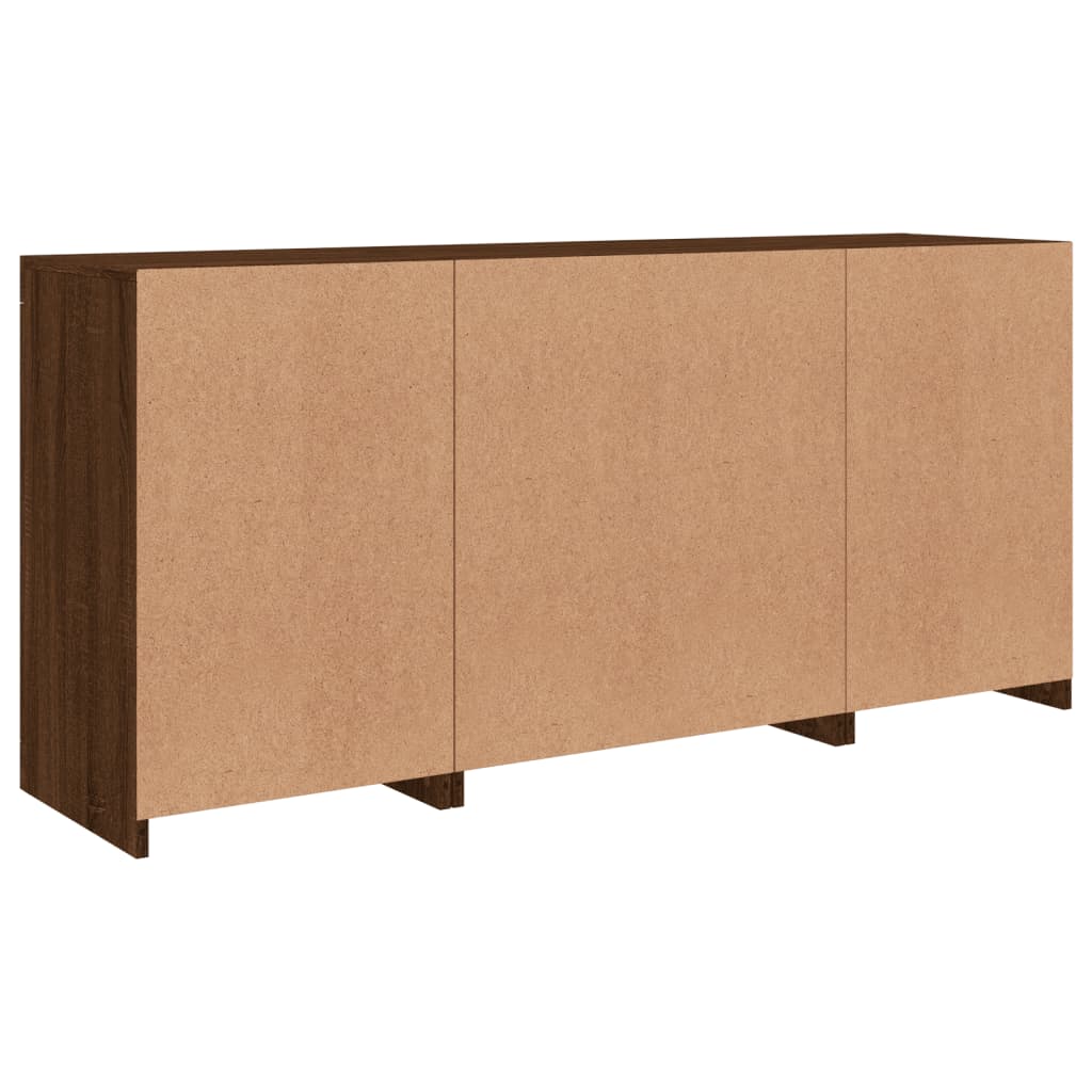 Skjenk Brun Eik med LED-lys 142,5x37x67 cm