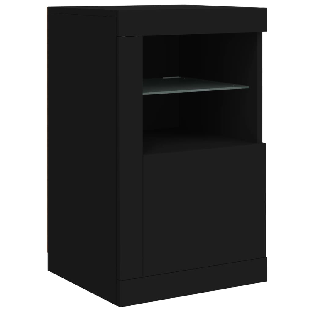 Skjenk Svart med LED-lys 163x37x67 cm