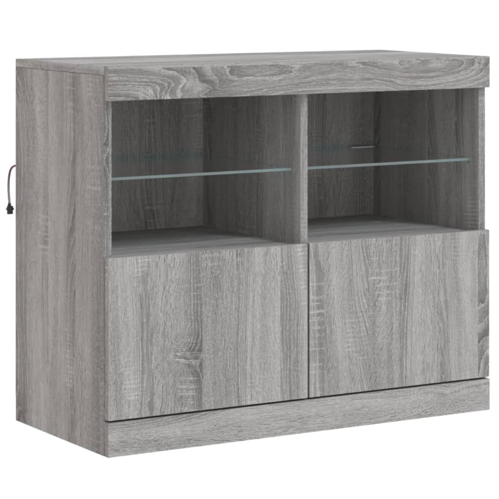 Skjenk Sonoma Grå med LED-lys 163x37x67 cm