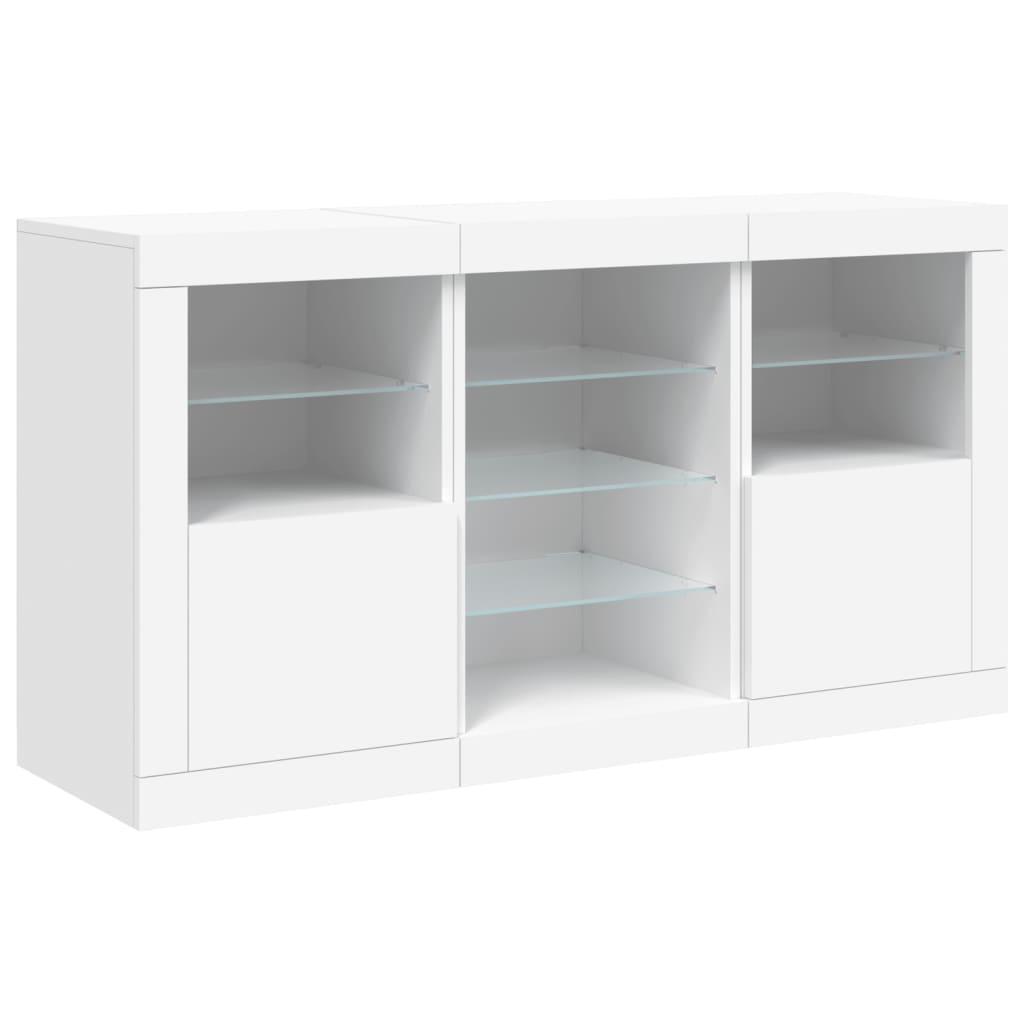 Skjenk Hvit med LED-lys 123x37x67 cm
