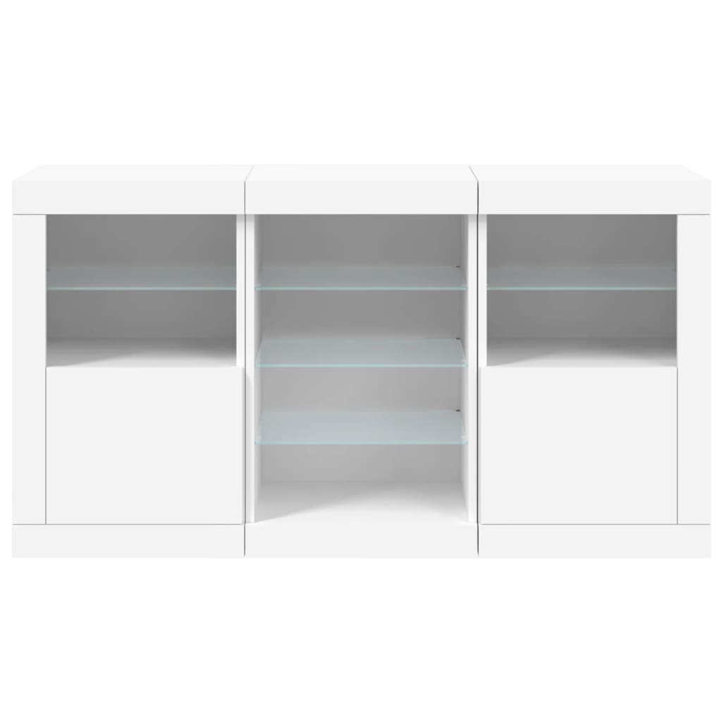 Skjenk Hvit med LED-lys 123x37x67 cm
