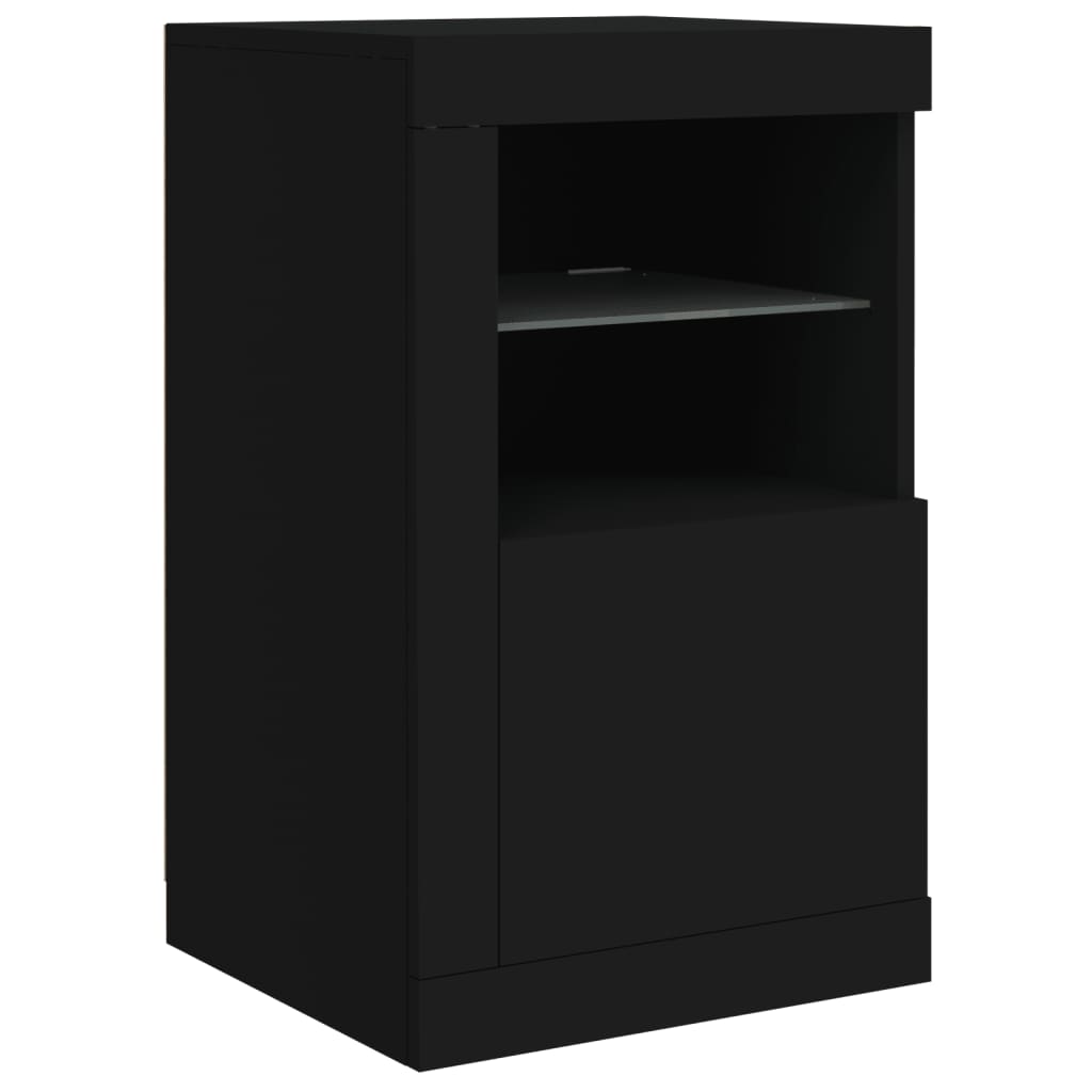Skjenk Svart med LED-lys 123x37x67 cm