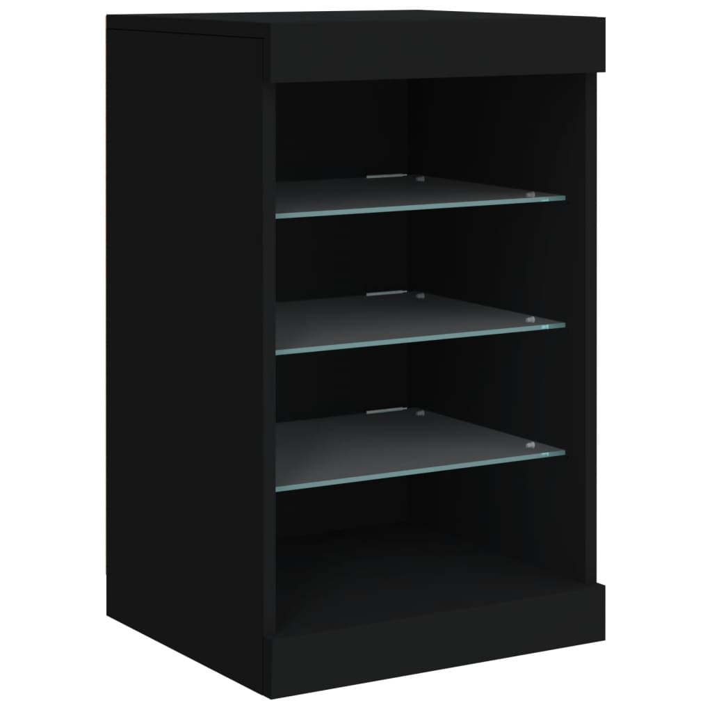 Skjenk Svart med LED-lys 123x37x67 cm