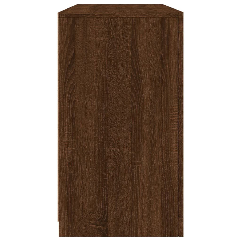 Skjenk Brun Eik med LED-lys 123x37x67 cm