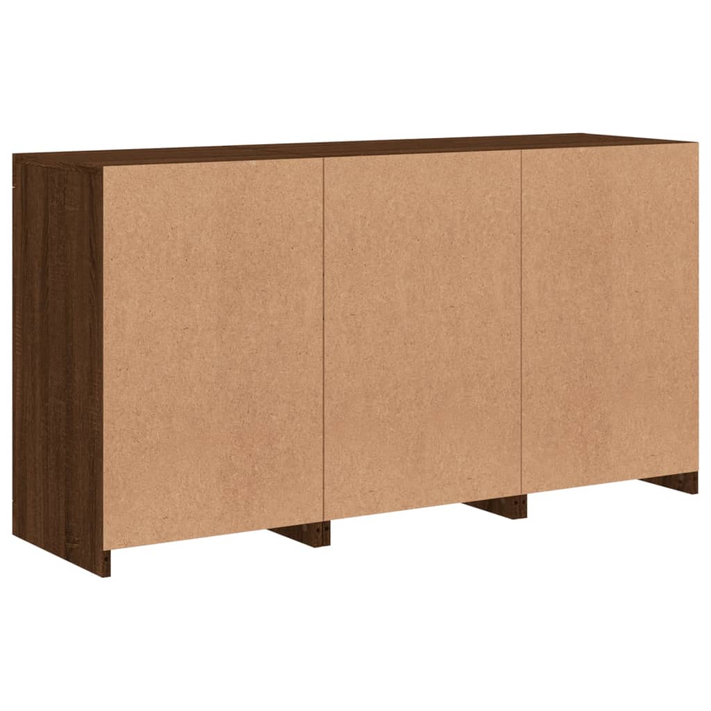 Skjenk Brun Eik med LED-lys 123x37x67 cm