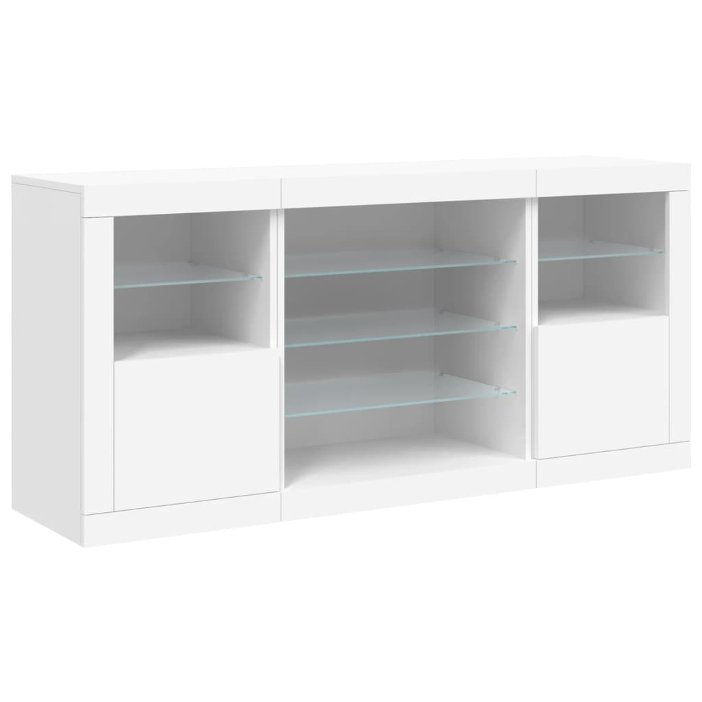 Skjenk Hvit med LED-lys 142,5x37x67 cm