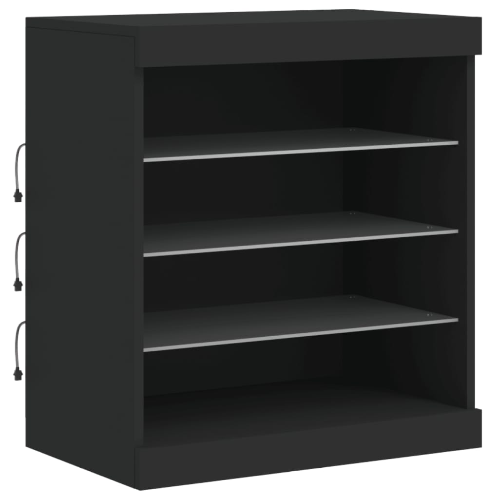 Skjenk Svart med LED-lys 142,5x37x67 cm