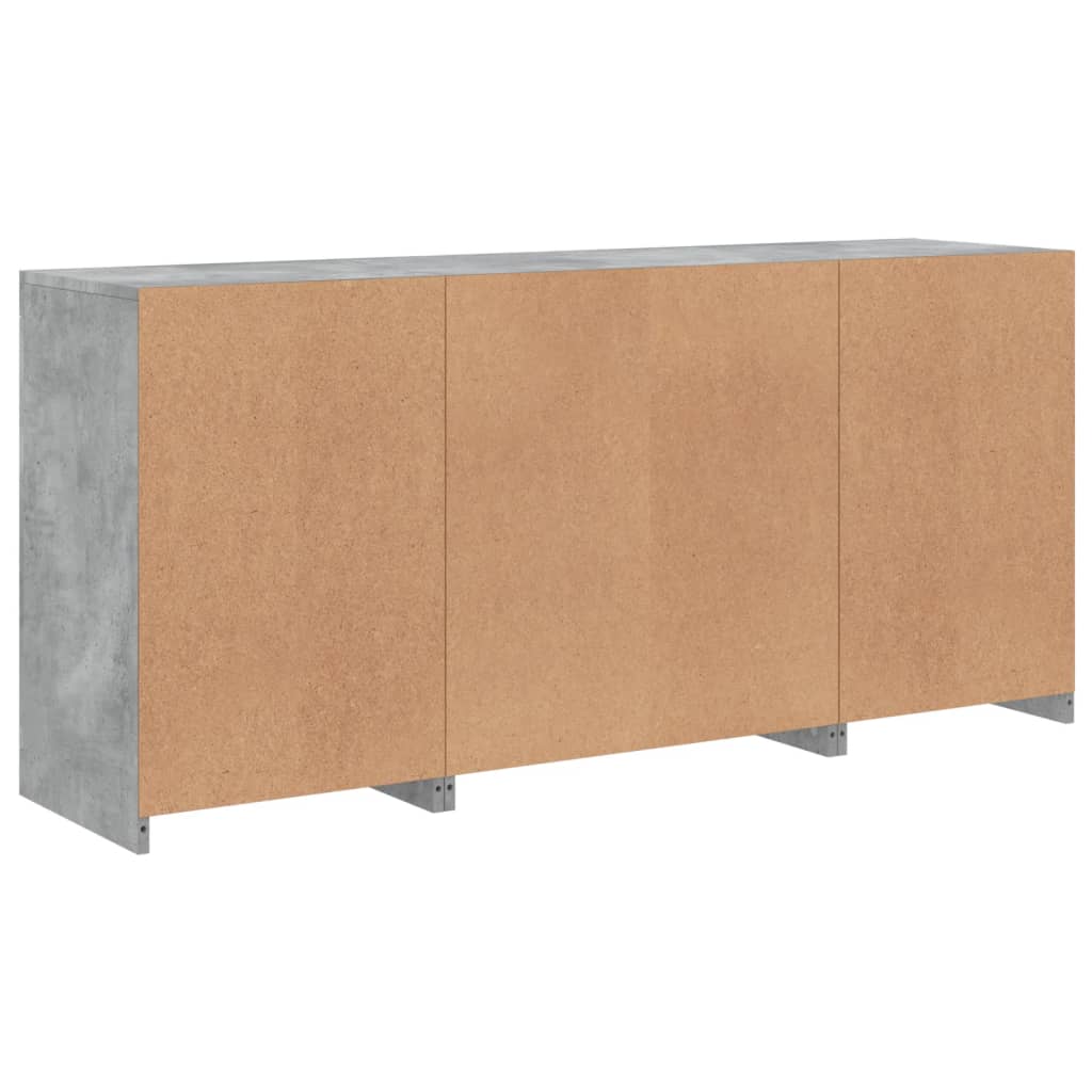 Skjenk Betonggrå med LED-lys 142,5x37x67 cm