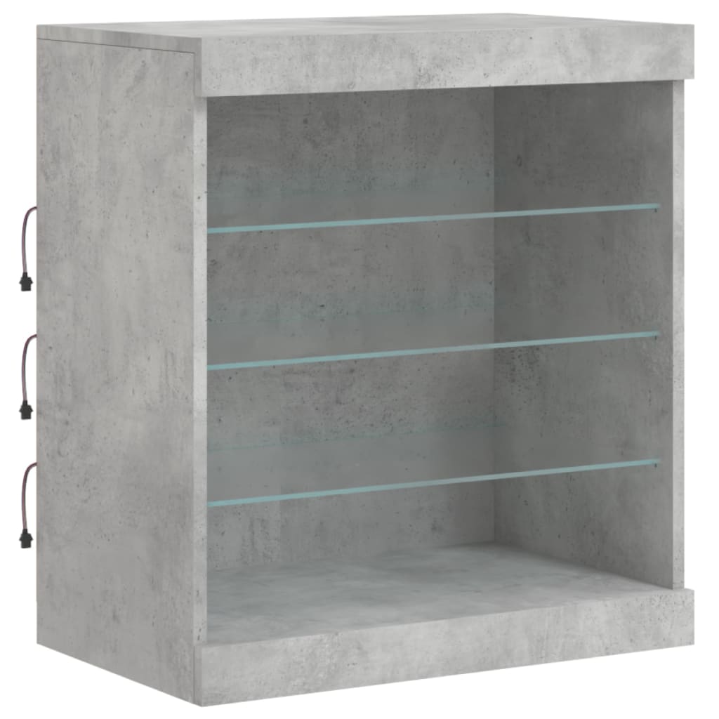 Skjenk Betonggrå med LED-lys 142,5x37x67 cm