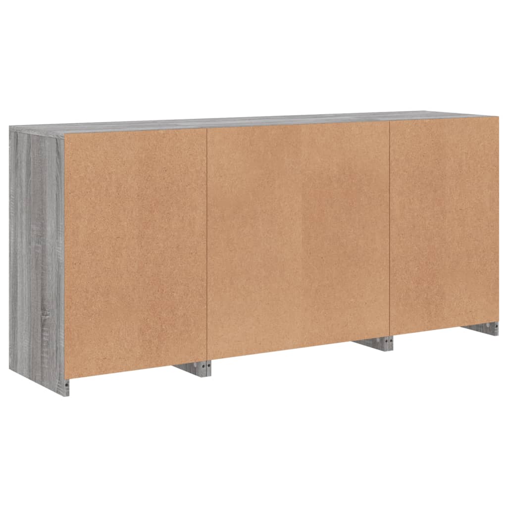 Skjenk Sonoma Grå med LED-lys 142,5x37x67 cm