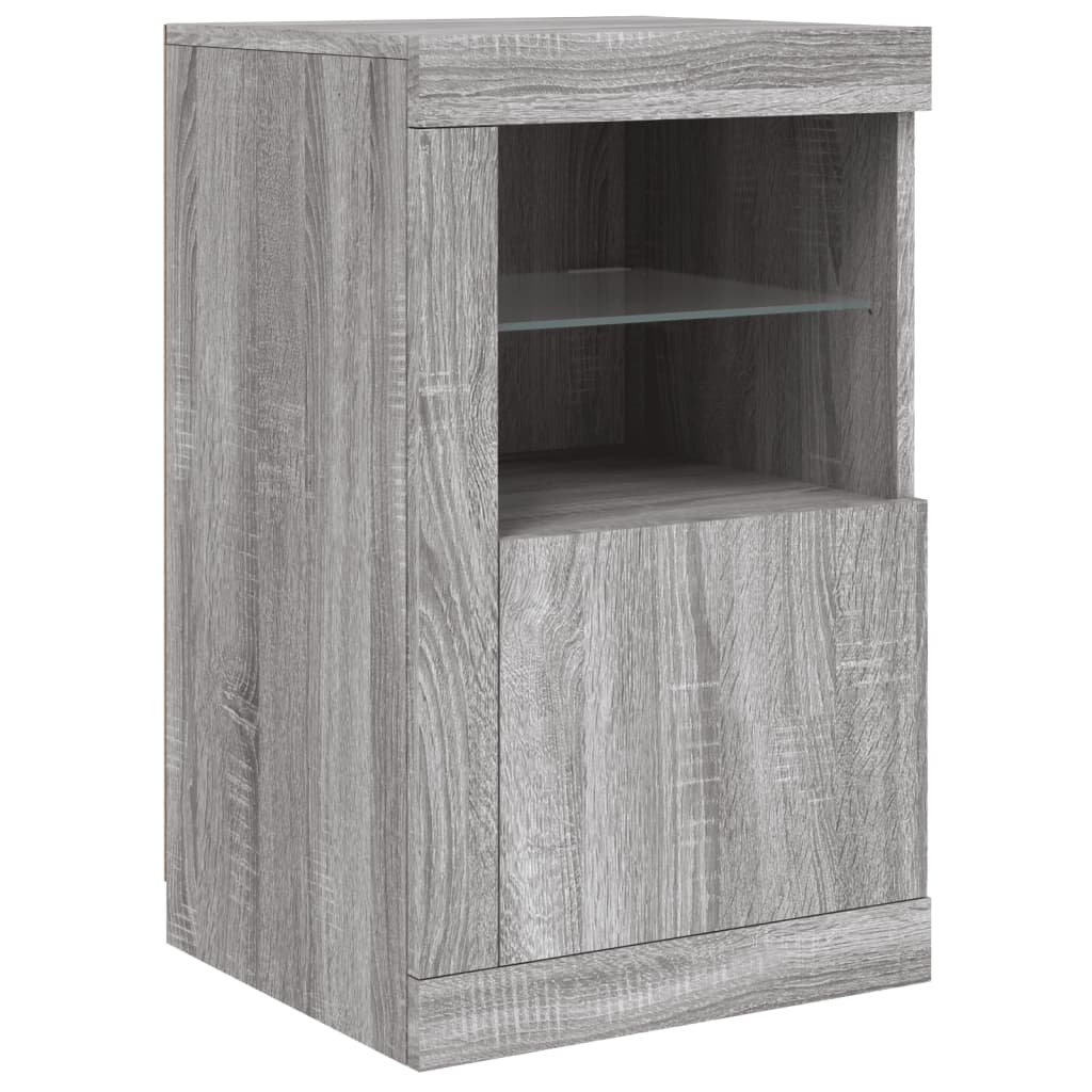 Skjenk Sonoma Grå med LED-lys 142,5x37x67 cm
