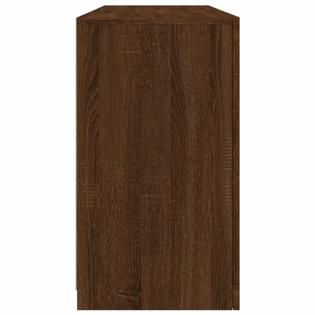Skjenk Brun Eik med LED-lys 142,5x37x67 cm