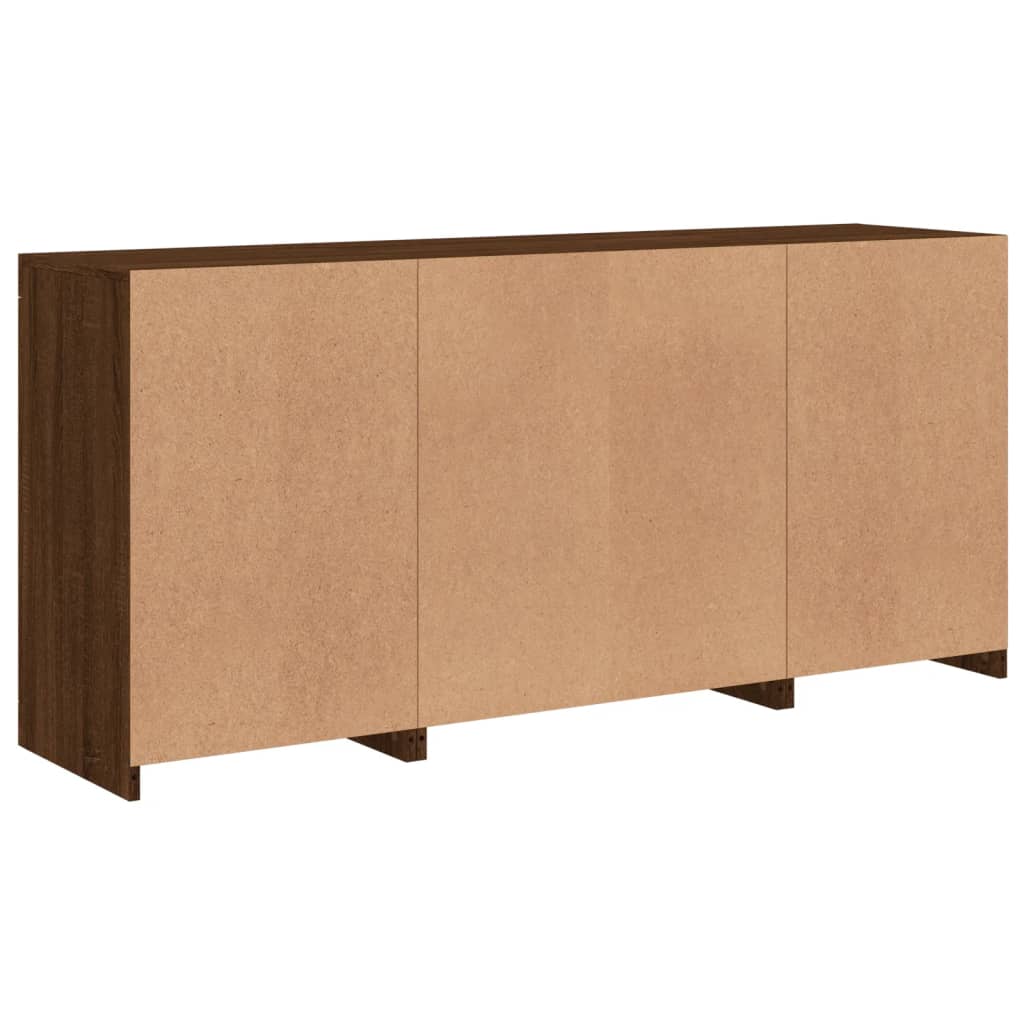 Skjenk Brun Eik med LED-lys 142,5x37x67 cm