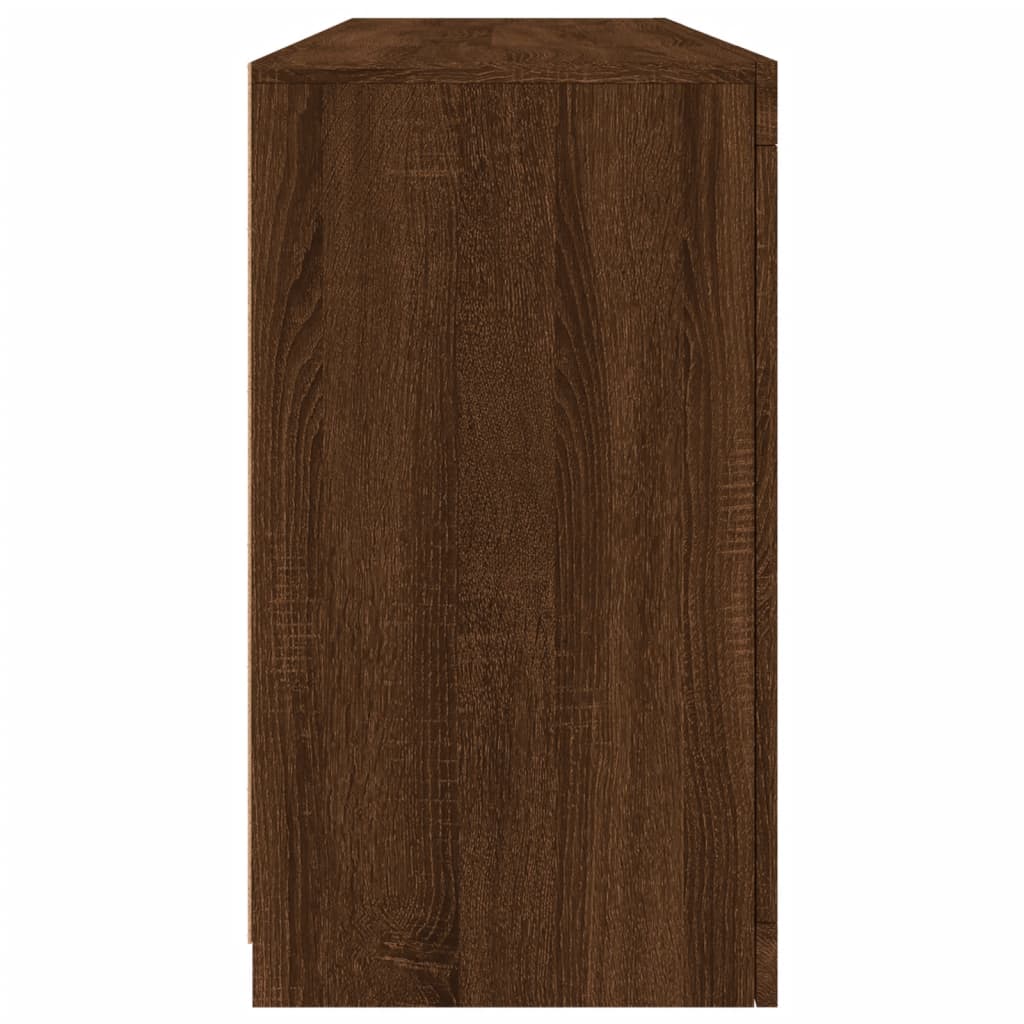 Skjenk Brun Eik med LED-lys 163x37x67 cm