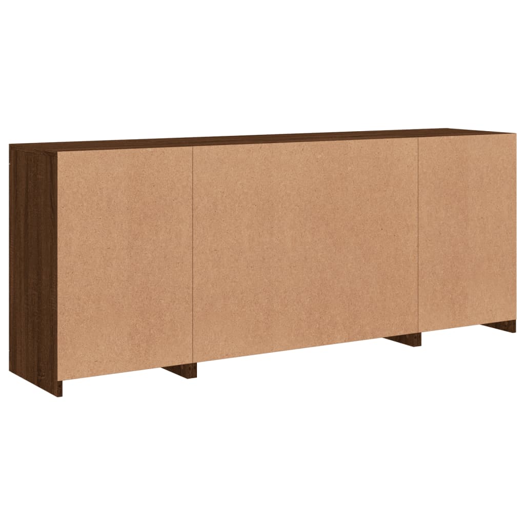 Skjenk Brun Eik med LED-lys 163x37x67 cm
