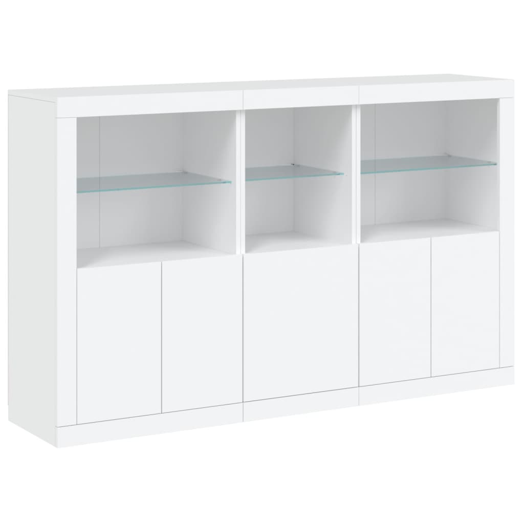 Skjenk Hvit med LED-lys 162x37x100 cm
