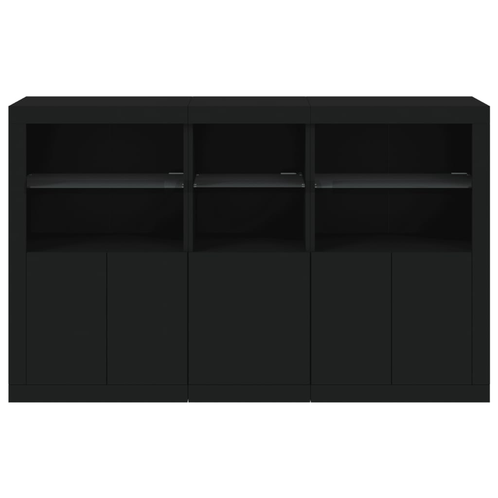Skjenk Svart med LED-lys 162x37x100 cm