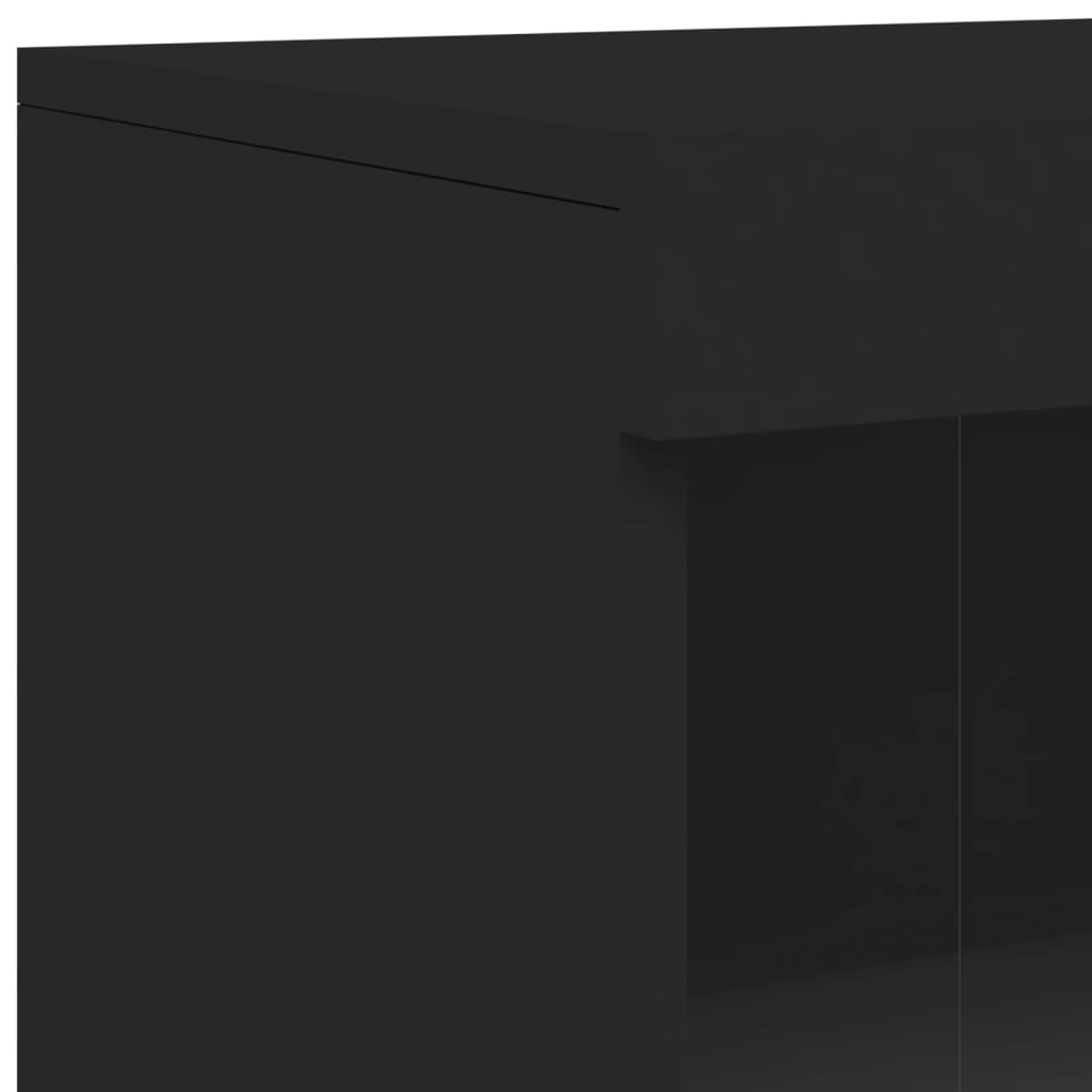 Skjenk Svart med LED-lys 162x37x100 cm