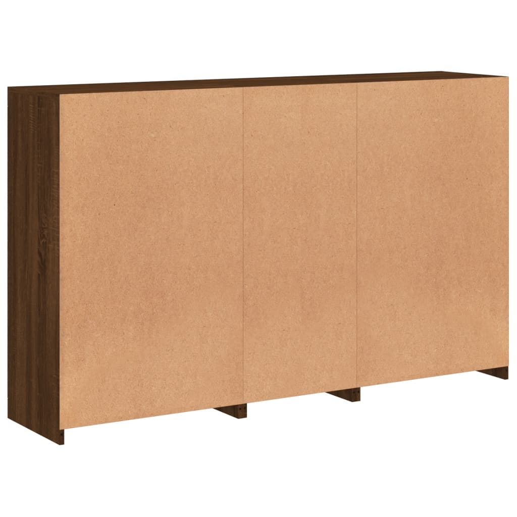 Skjenk Brun Eik med LED-lys 162x37x100 cm