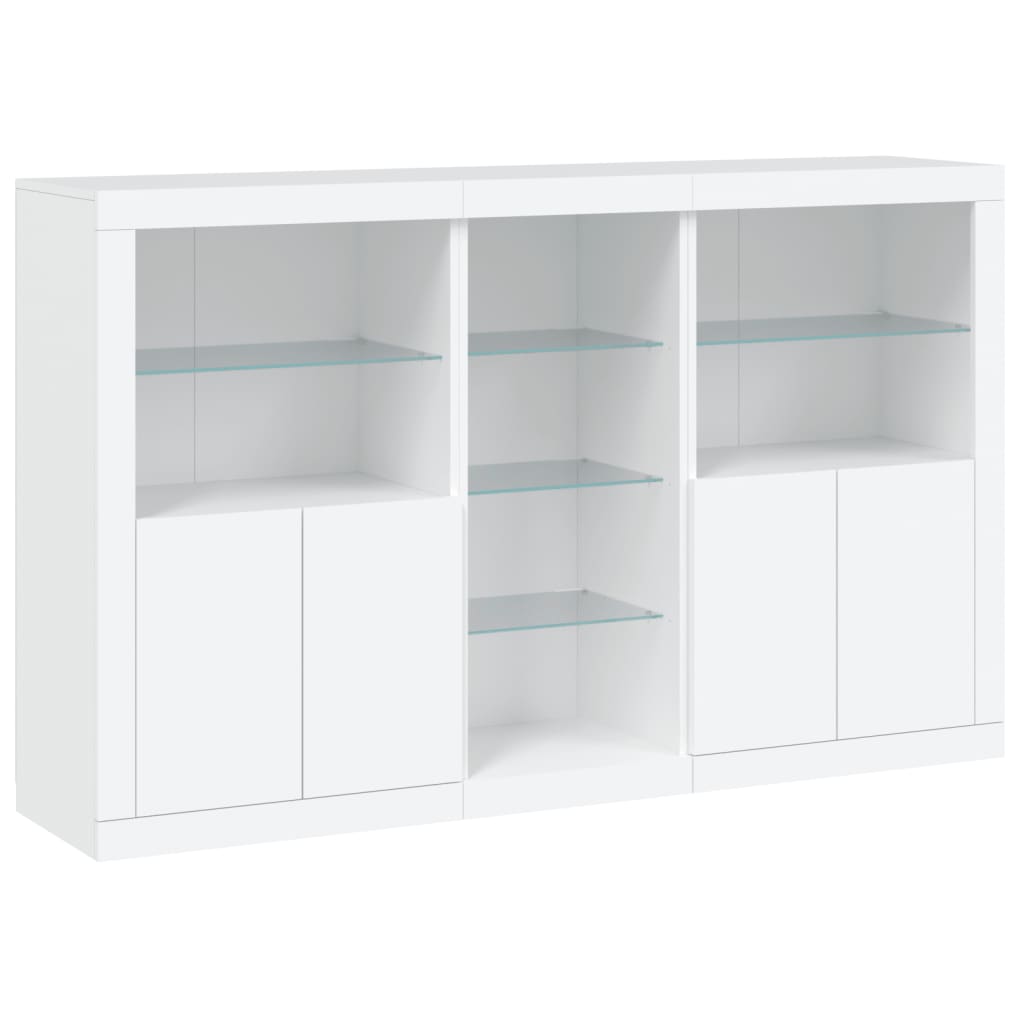 Skjenk Hvit med LED-lys 162x37x100 cm