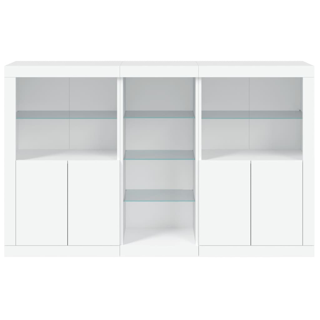 Skjenk Hvit med LED-lys 162x37x100 cm