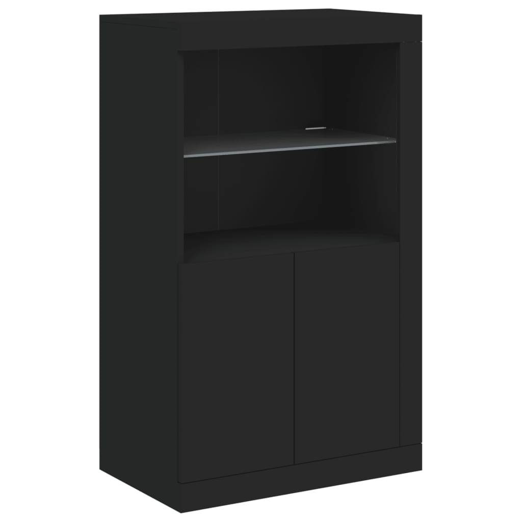 Skjenk Svart med LED-lys 181,5x37x100 cm