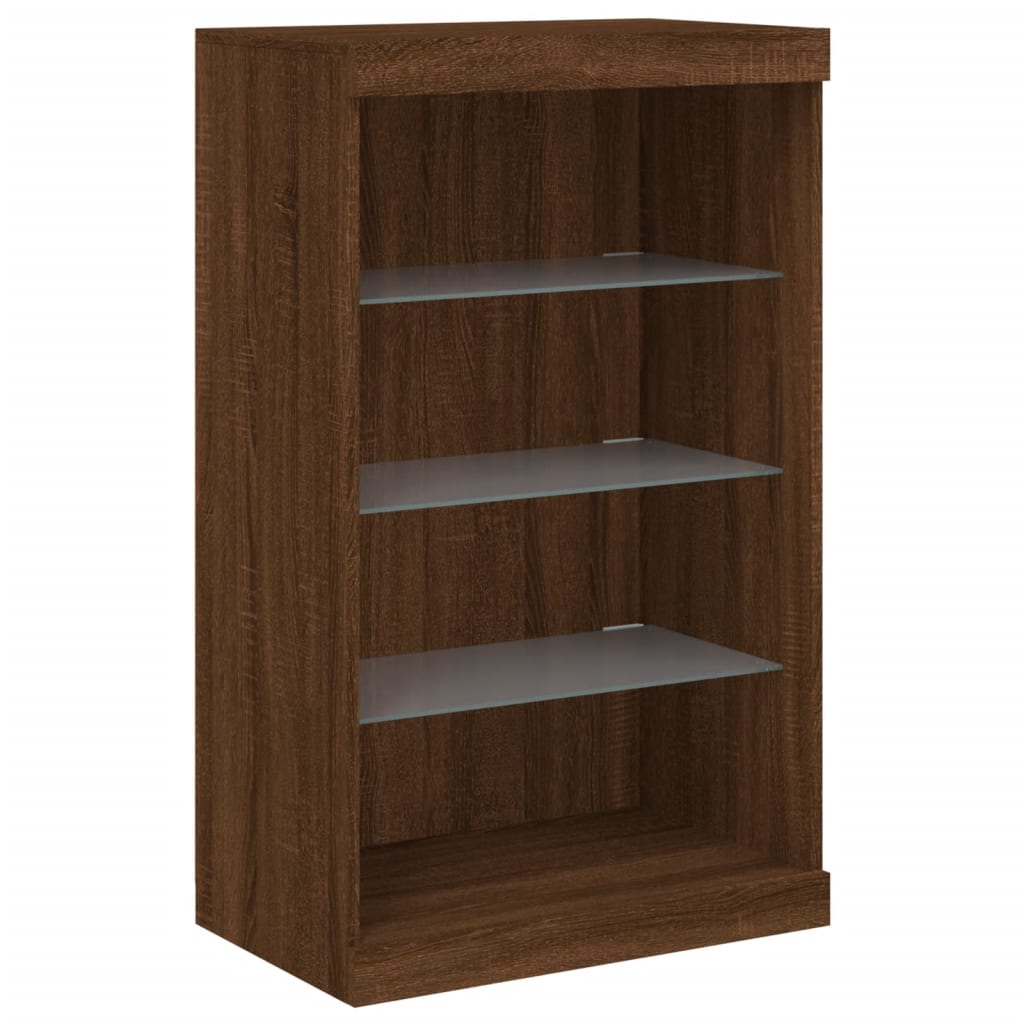 Skjenk Brun Eik med LED-lys 181,5x37x100 cm