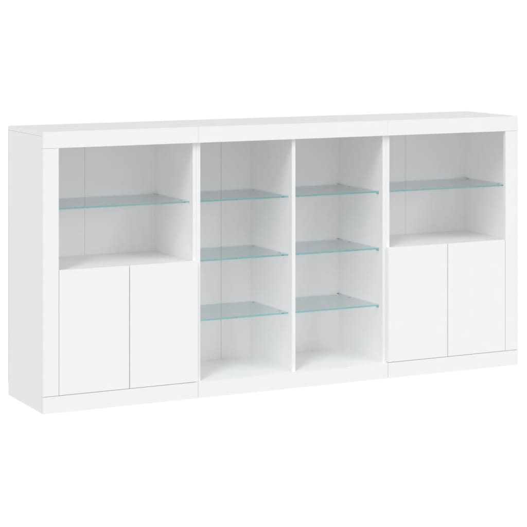 Skjenk Hvit med LED-lys 202x37x100 cm