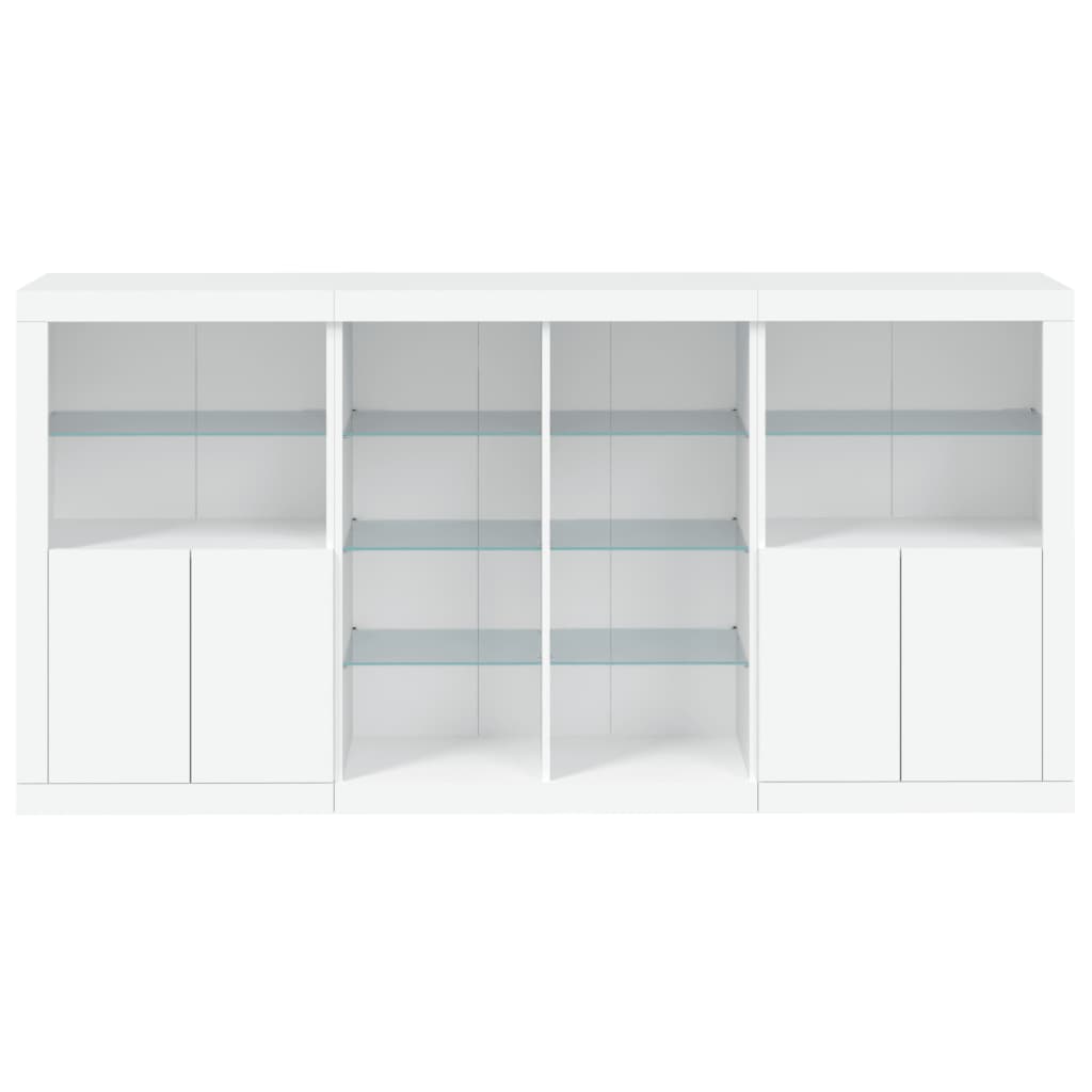 Skjenk Hvit med LED-lys 202x37x100 cm