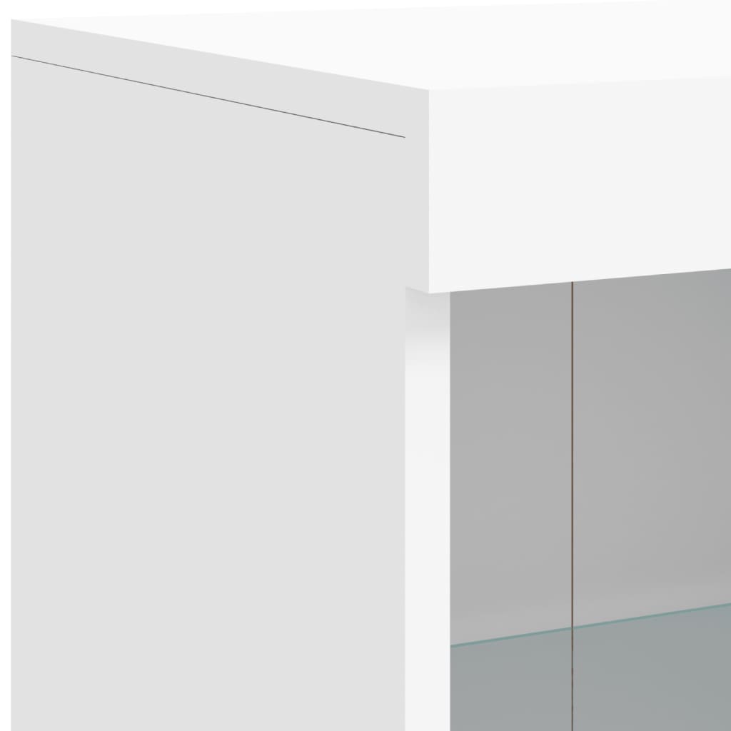 Skjenk Hvit med LED-lys 202x37x100 cm