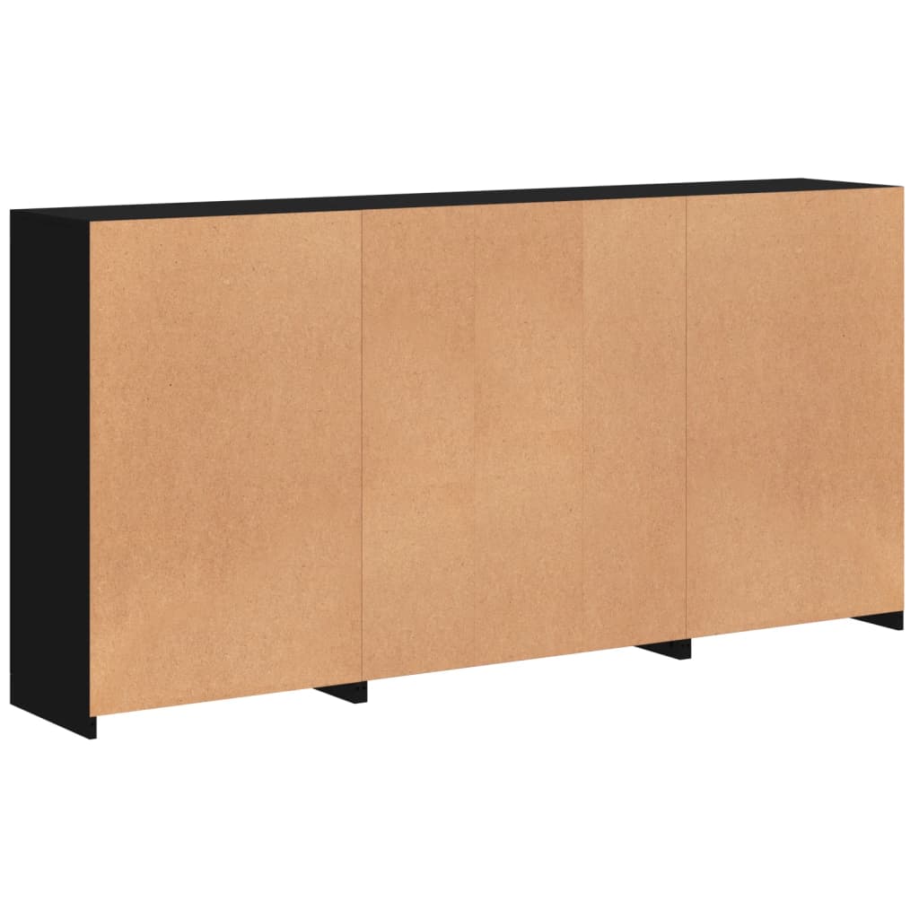 Skjenk Svart med LED-lys 202x37x100 cm