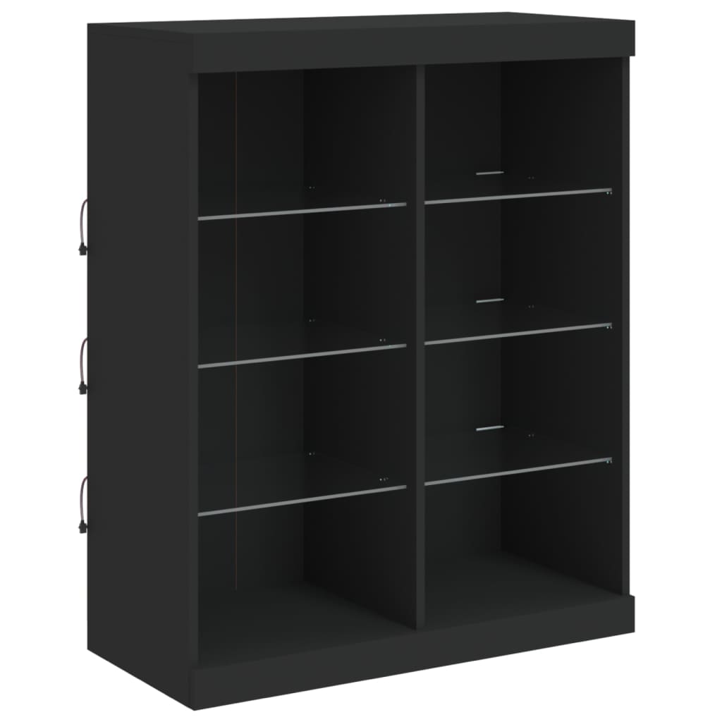 Skjenk Svart med LED-lys 202x37x100 cm