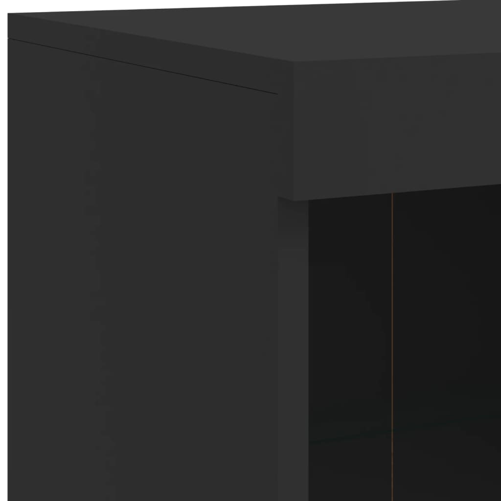 Skjenk Svart med LED-lys 202x37x100 cm