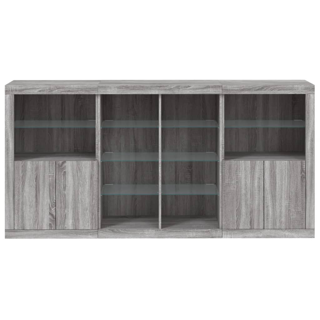 Skjenk Sonoma Grå med LED-lys 202x37x100 cm