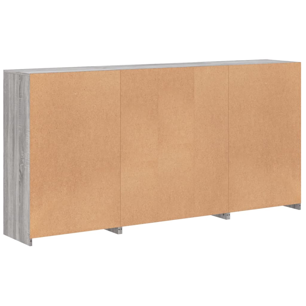 Skjenk Sonoma Grå med LED-lys 202x37x100 cm