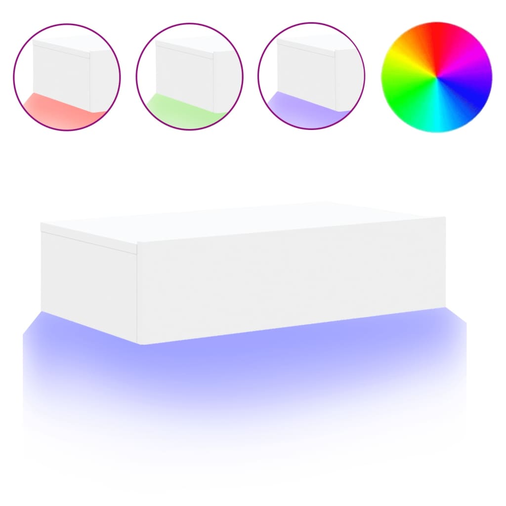 TV-Møbel Hvit TV-benk med LED-lys 60x35x15,5 cm