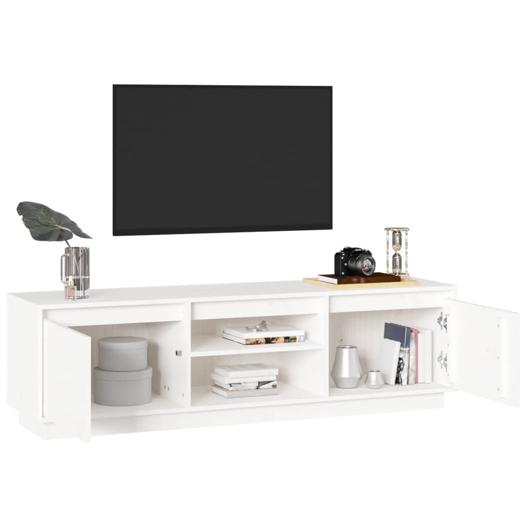 TV-Møbel Hvit TV-benk 140x35x40 cm heltre furu