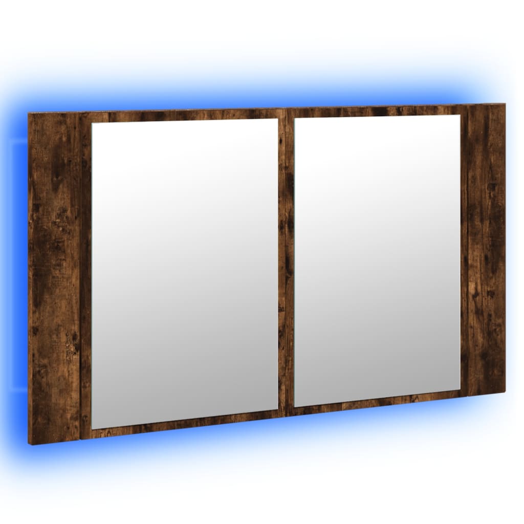 Baderomsspeil LED Skap Røkt Eik 80x12x45 cm akryl