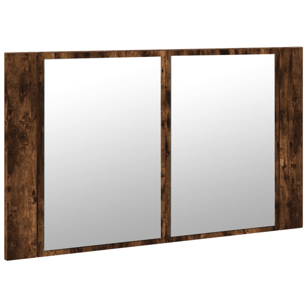 Baderomsspeil LED Skap Røkt Eik 80x12x45 cm akryl