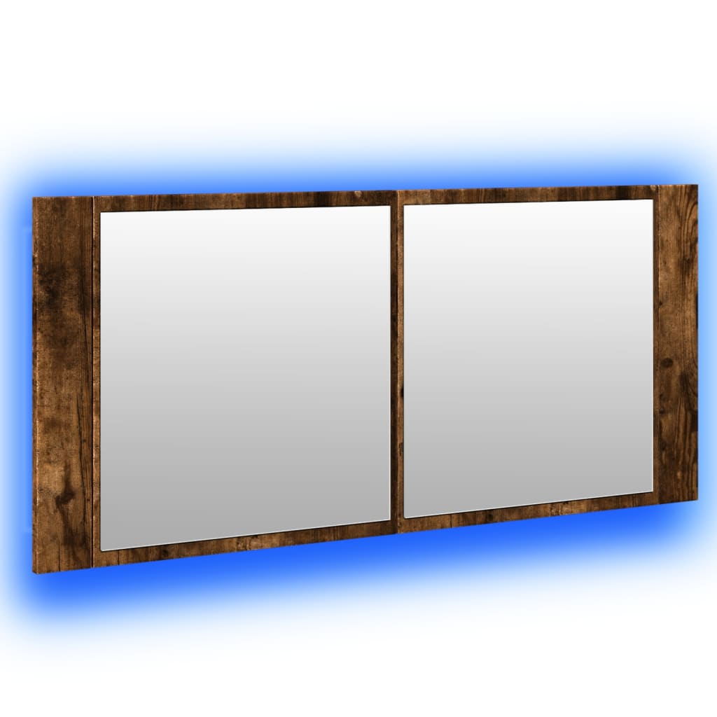 Baderomsspeil LED Speilskap til baderom Røkt Eik 100x12x45 cm