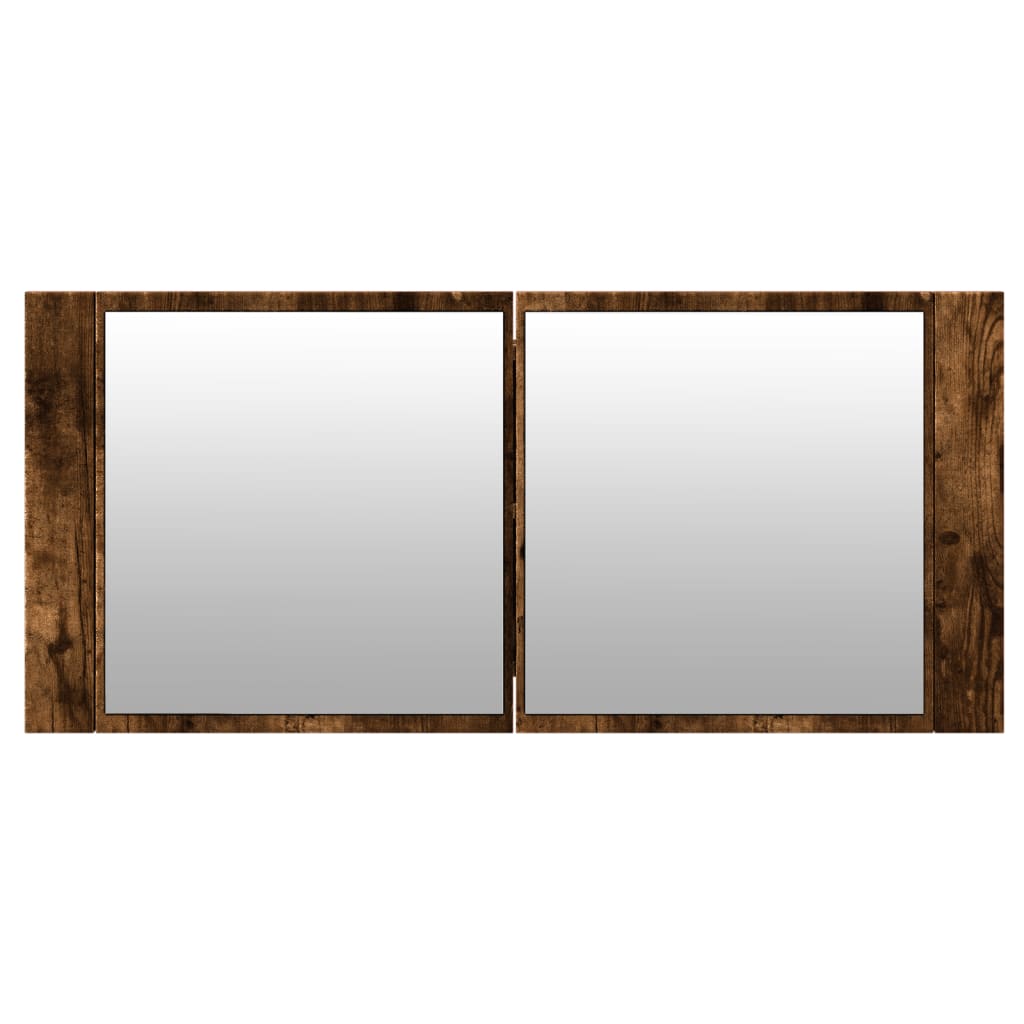 Baderomsspeil LED Speilskap til baderom Røkt Eik 100x12x45 cm
