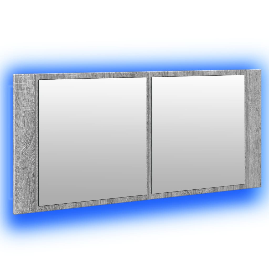 Baderomsspeil LED Speilskap for baderom Sonoma Grå 100x12x45 cm