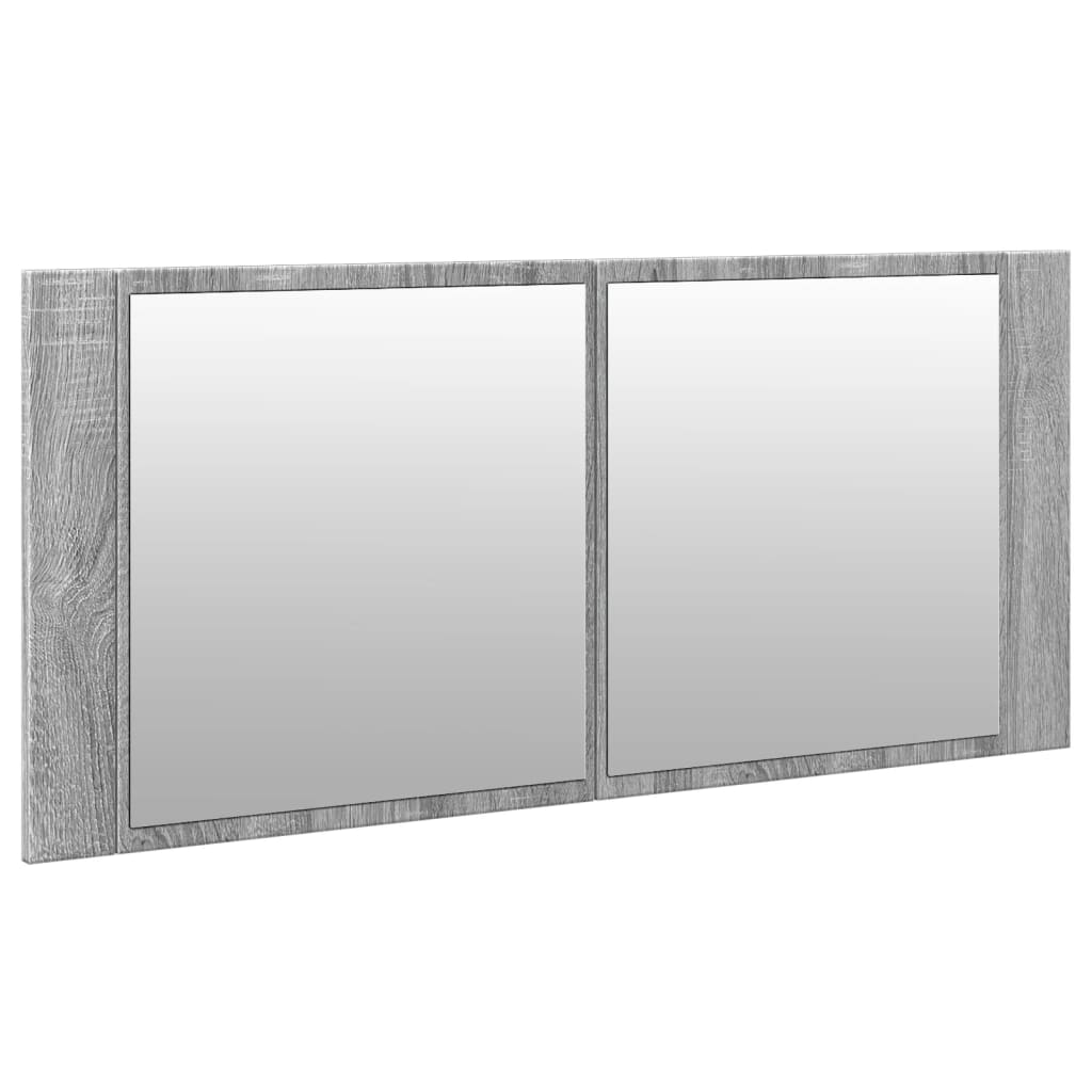 Baderomsspeil LED Speilskap for baderom Sonoma Grå 100x12x45 cm