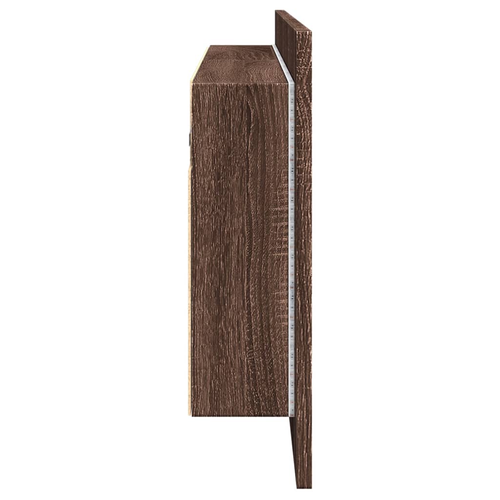 Baderomsspeil LED Speilskap for baderom Brun Eik 100x12x45 cm