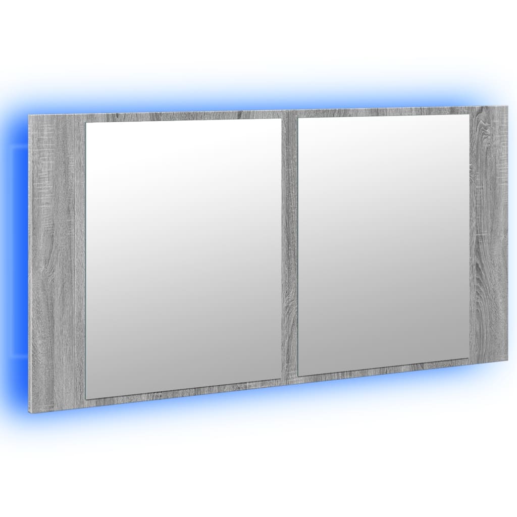Baderomsspeil LED Skap Sonoma Grå 90x12x45 cm akryl