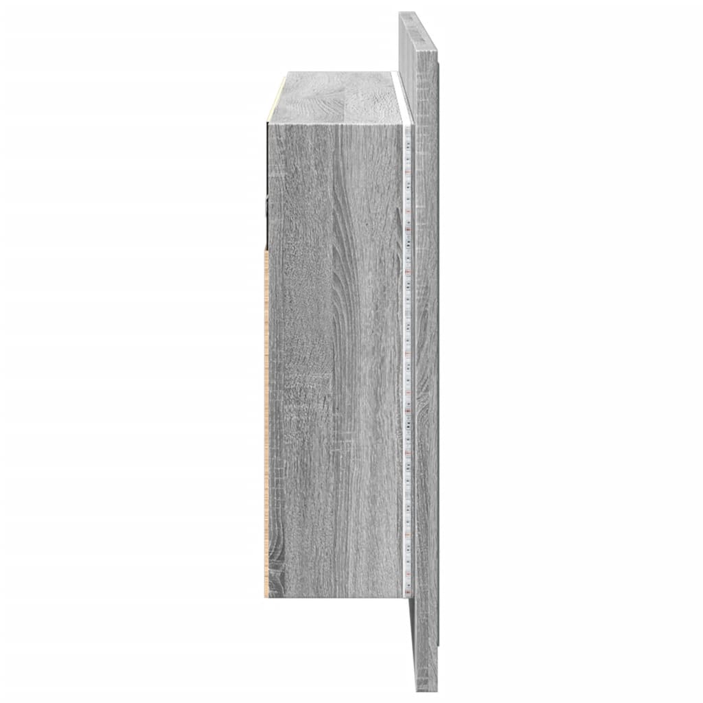 Baderomsspeil LED Skap Sonoma Grå 90x12x45 cm akryl