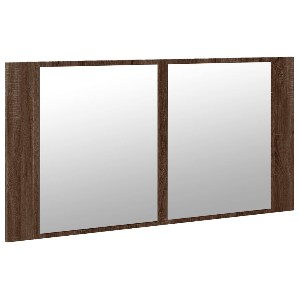 Baderomsspeil LED Skap Brun Eik 90x12x45 cm akryl